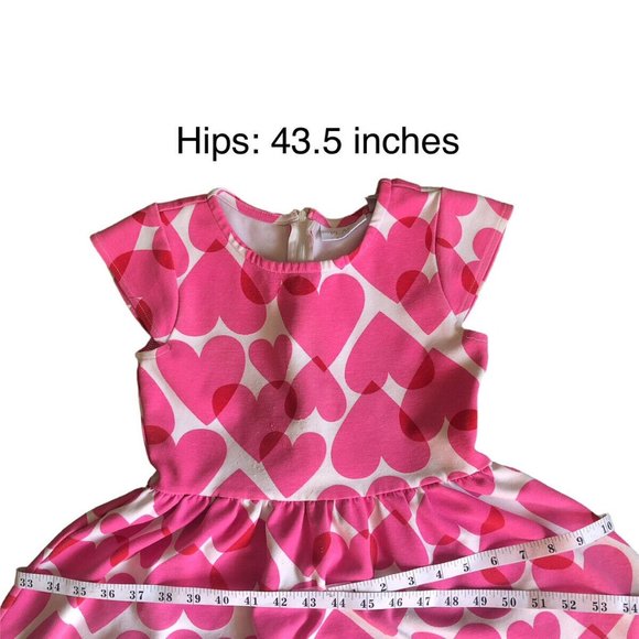 Place Girls Pink Hearts Design Shirred Waist Dress Pink White Size Medium 7/8 - Picture 9 of 12